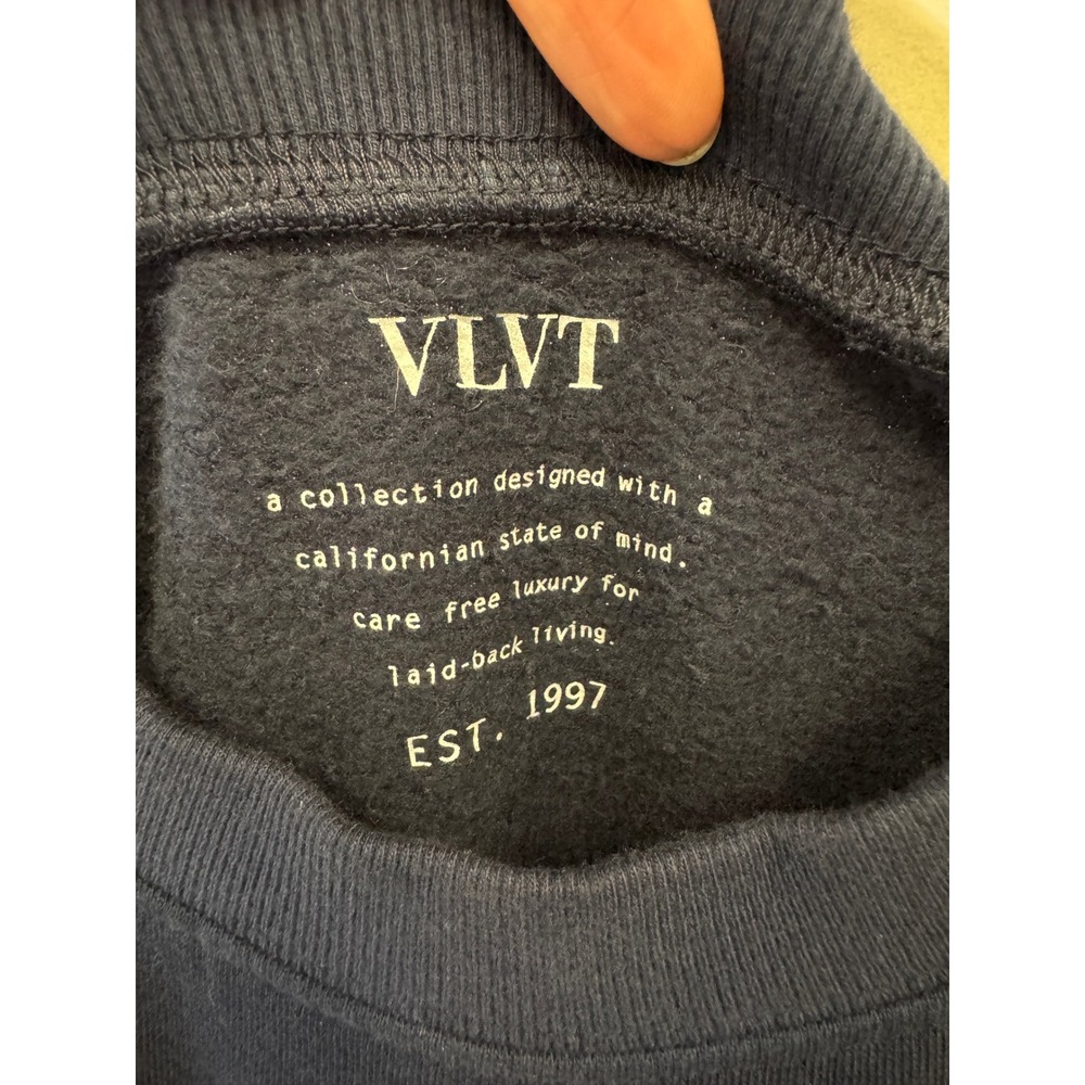 Velvet by Graham & Spencer VLVT Navy Blue Puff Sleeve Cotton Sweatshirt Small - Picture 6 of 9